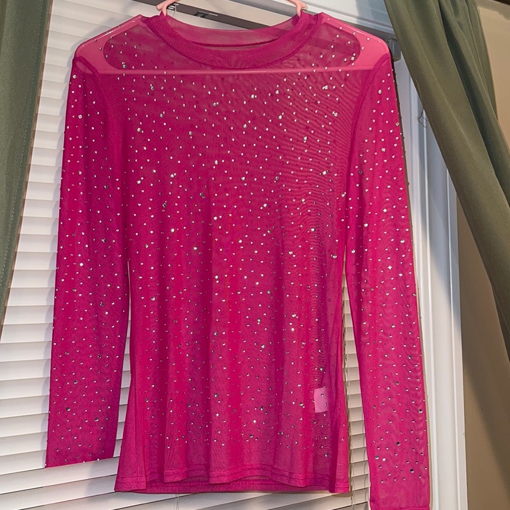Rhinestone see through top